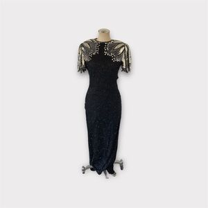 Vintage Laurence Kazar Beaded Maxi Dress